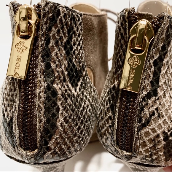 ISOLA SUEDE ZIP. BACK LACE UP OPEN TOE ANKLE HEEL SHOES - Picture 8 of 14